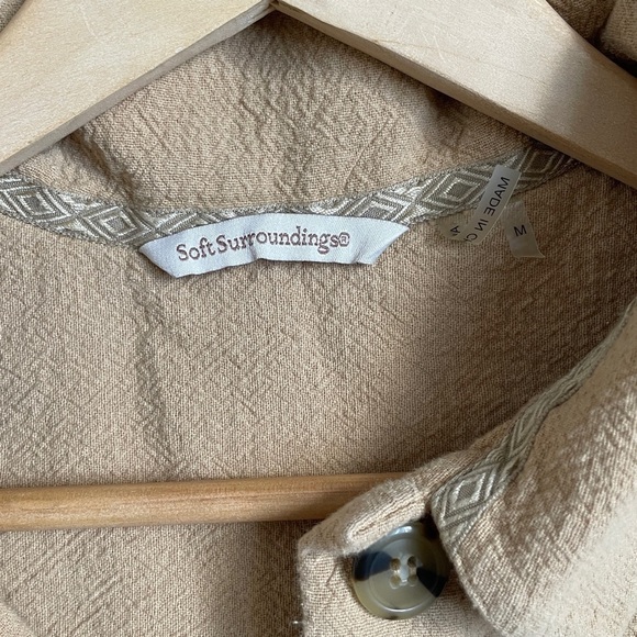 Soft Surroundings Shacket Oversized Shirt Women’s Size Khaki Tan Medium M - Picture 3 of 7